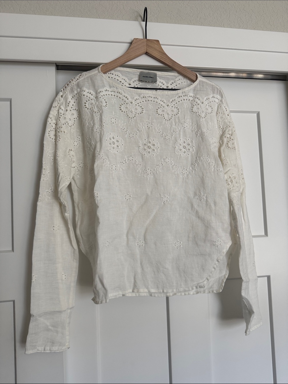 Rachel Comey White Eyelet Embroidered Top